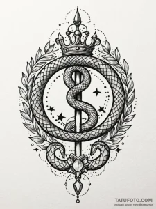 Jewel serpent crowned with stars, tattoo sket... - эскиз тату (№1751886661_0, 07.07.2025 11:11) — Tatufoto.com