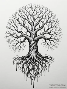 Dark spirit entwining roots, tattoo drawing o... - эскиз тату (№1751886744_0, 07.07.2025 11:12) — Tatufoto.com