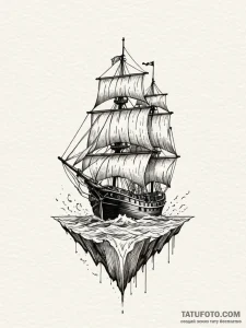 Ship, tattoo sketch design, minimalist tattoo... - эскиз тату (№1751886914_0, 07.07.2025 11:15) — Tatufoto.com