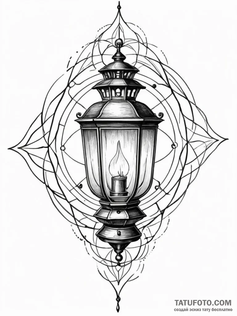 Lantern held by a ghostly hand, artistic tatt... - эскиз тату (№1751887252_0, 07.07.2025 11:20) — Tatufoto.com