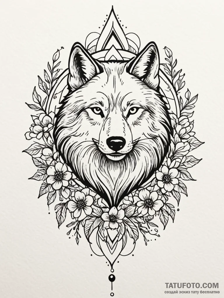 Wolf claw piercing spectral bloom, tattoo fla... - эскиз тату (№1751887337_0, 07.07.2025 11:22) — Tatufoto.com