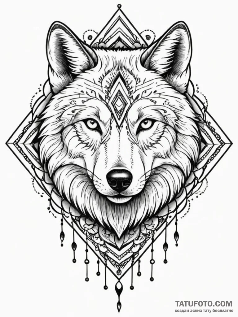 Atomic wolf with neon fur, tattoo sketch desi... - эскиз тату (№1751887421_0, 07.07.2025 11:23) — Tatufoto.com