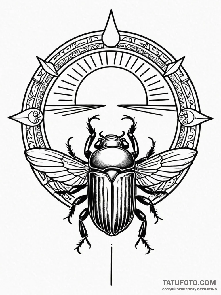 An egyptian scarab pushing the sun (is there,... - эскиз тату (№1751887756_0, 07.07.2025 11:29) — Tatufoto.com