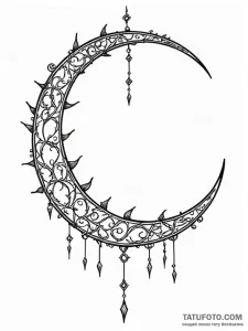 Barbed crescent hanging in sky, concept art f… — эскиз тату (№1751887925_0, 07.07.2025 11:32) — Tatufoto.com