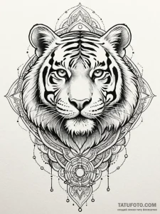Tiger spirit beneath spectral veil, concept a… — эскиз тату (№1751888095_0, 07.07.2025 11:34) — Tatufoto.com