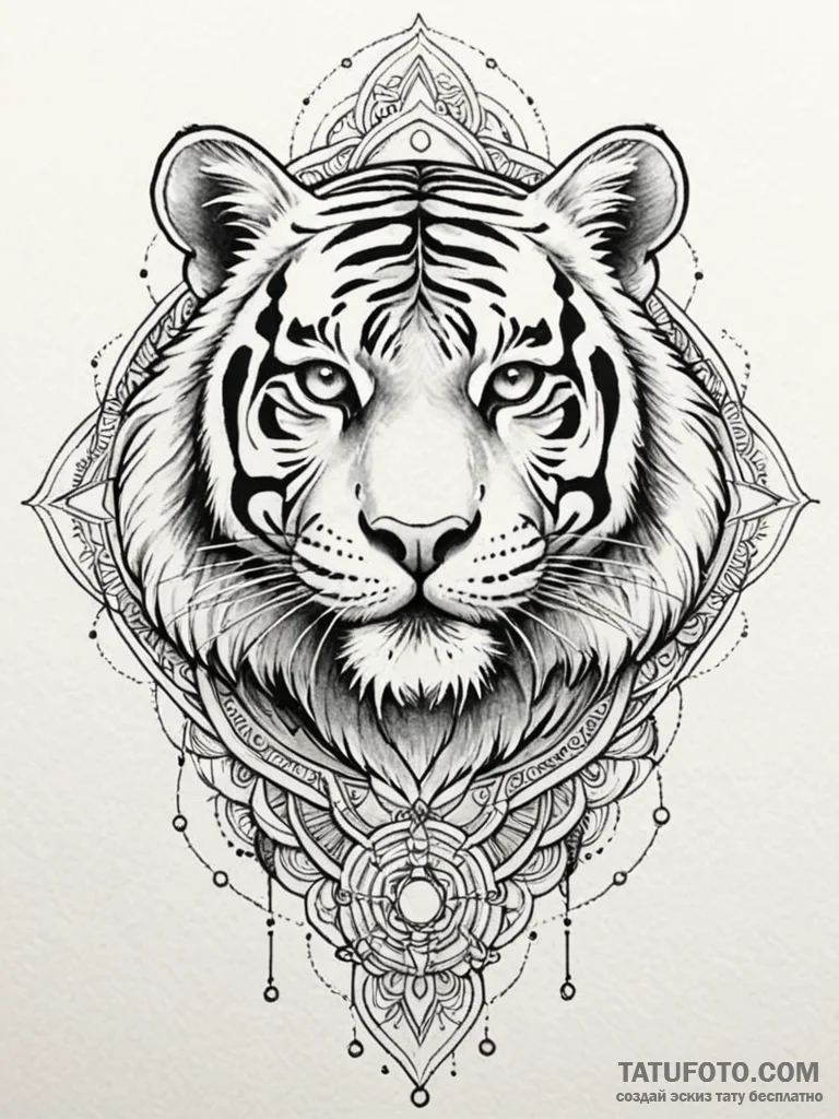 Tiger spirit beneath spectral veil, concept a... - эскиз тату (№1751888095_0, 07.07.2025 11:34) — Tatufoto.com