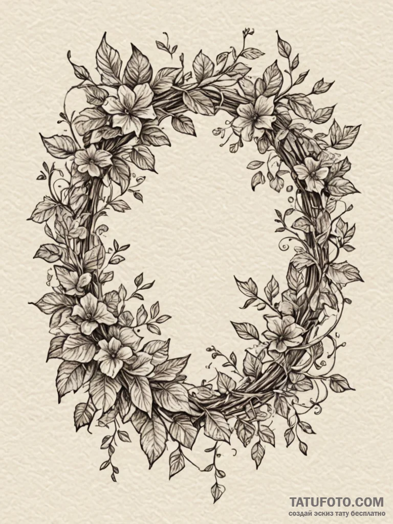 Portrait frame beneath ivy vines, artistic ta... - эскиз тату (№1751888554_0, 07.07.2025 11:42) — Tatufoto.com