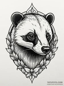 Badger, tattoo line art, black and grey tatto... - эскиз тату (№1751889058_0, 07.07.2025 11:50) — Tatufoto.com