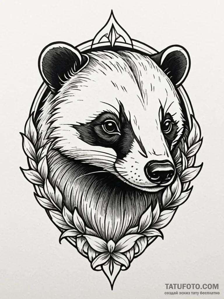 Badger, tattoo line art, black and grey tatto... - эскиз тату (№1751889058_0, 07.07.2025 11:50) — Tatufoto.com