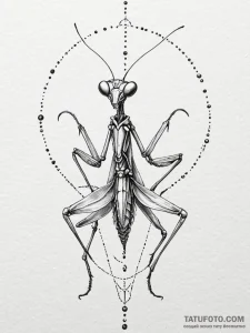 Praying mantis, concept art for tattoo, on a... - эскиз тату (№1751889393_0, 07.07.2025 11:56) — Tatufoto.com