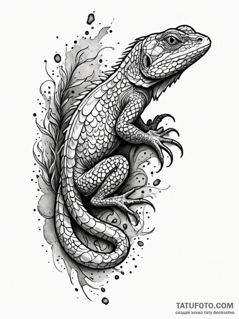 Lizard scales turning to stone, ink illustrat... - эскиз тату (№1751889477_0, 07.07.2025 11:57) — Tatufoto.com