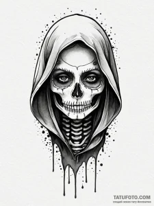 Black veil hiding skeletal face, tattoo drawi... - эскиз тату (№1751899883_0, 07.07.2025 14:51) — Tatufoto.com