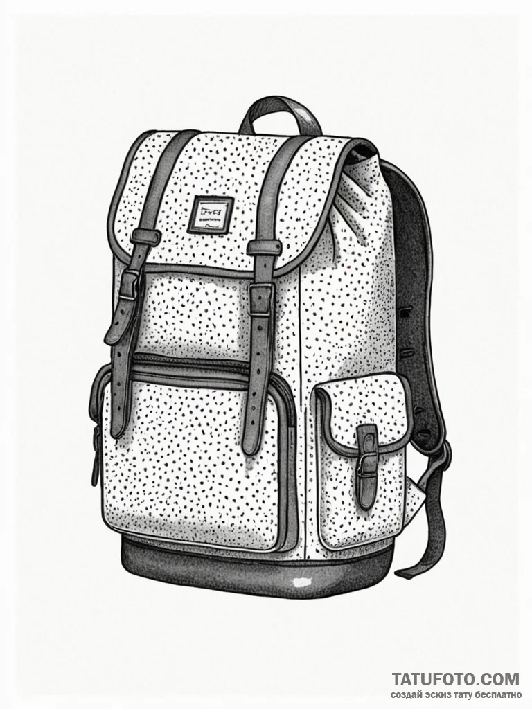 A detailed backpack with a patch, personalize... - эскиз тату (№1751900055_0, 07.07.2025 14:54) — Tatufoto.com