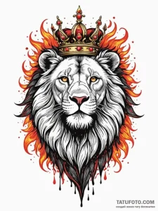 Arcane lion with crown of flames, concept art... - эскиз тату (№1751900313_0, 07.07.2025 14:58) — Tatufoto.com