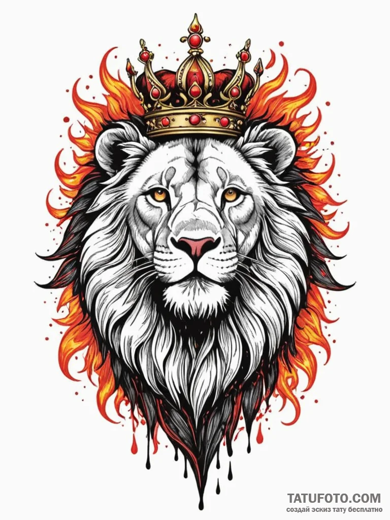Arcane lion with crown of flames, concept art... - эскиз тату (№1751900313_0, 07.07.2025 14:58) — Tatufoto.com