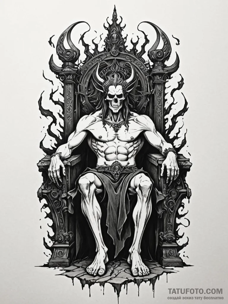 Hades, god of the underworld, on a throne of... - эскиз тату (№1751900485_0, 07.07.2025 15:01) — Tatufoto.com