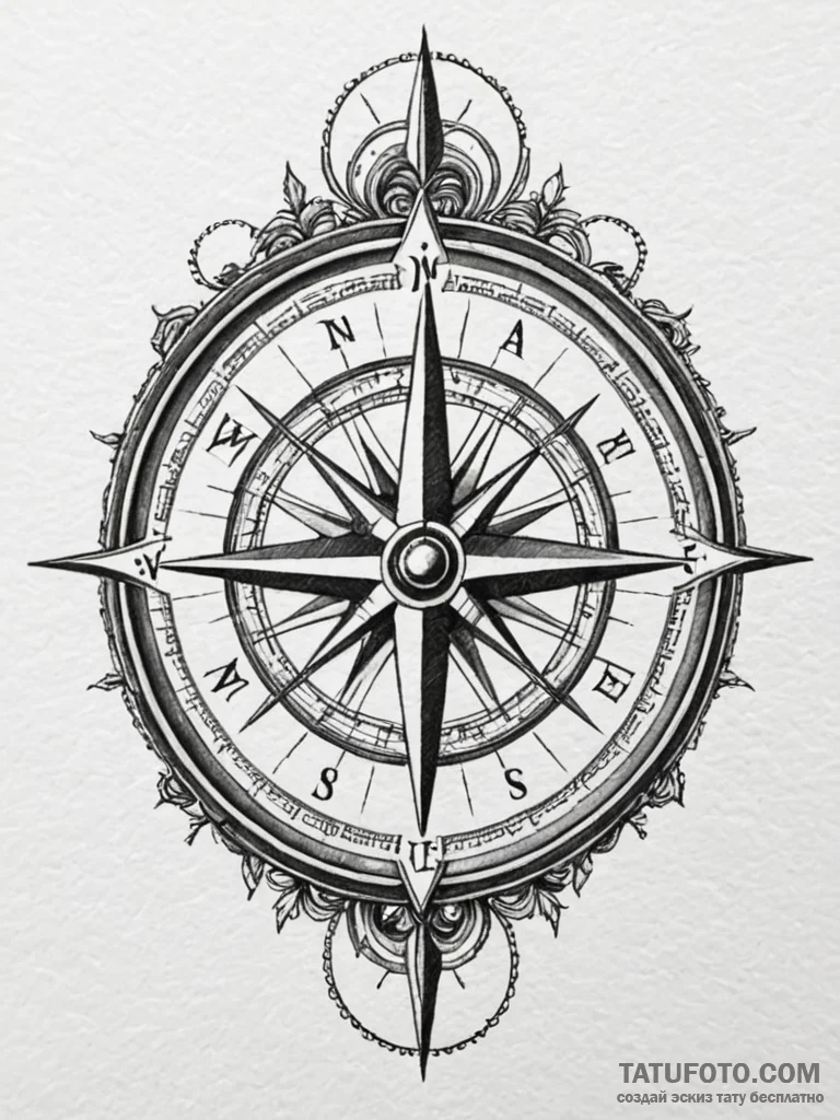 Compass rose (is there as wind rose, but can… — эскиз тату (№1751900743_0, 07.07.2025 15:05) — Tatufoto.com