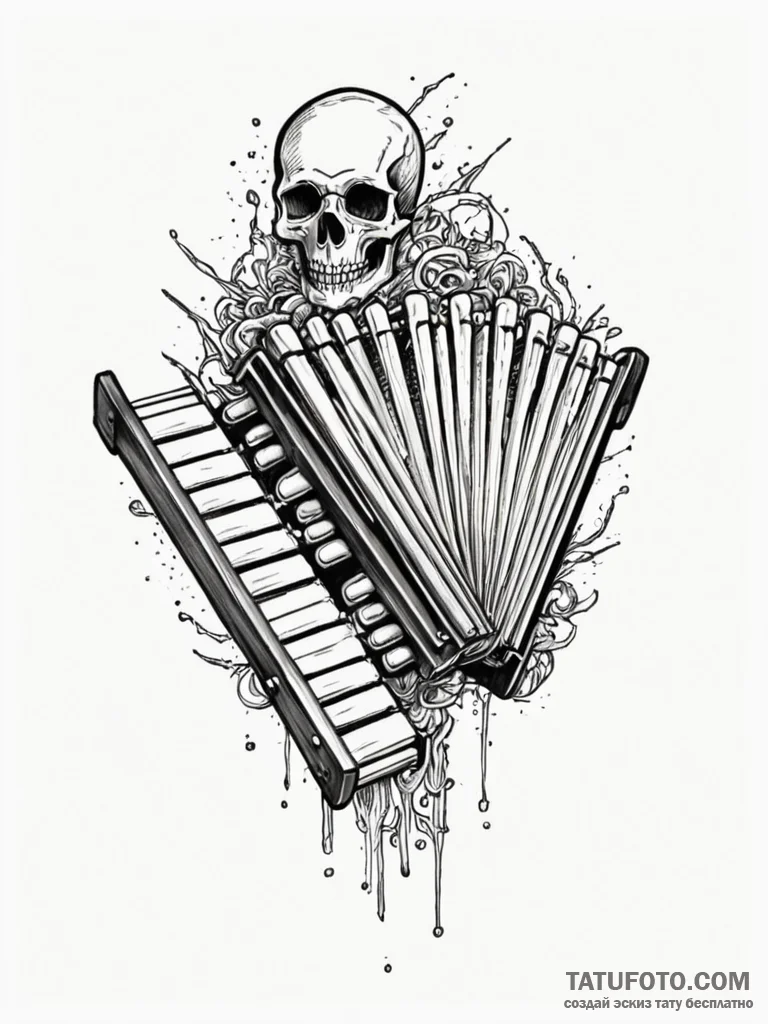 Xylophone made of polished human bones, ink i... - эскиз тату (№1751900917_0, 07.07.2025 15:08) — Tatufoto.com
