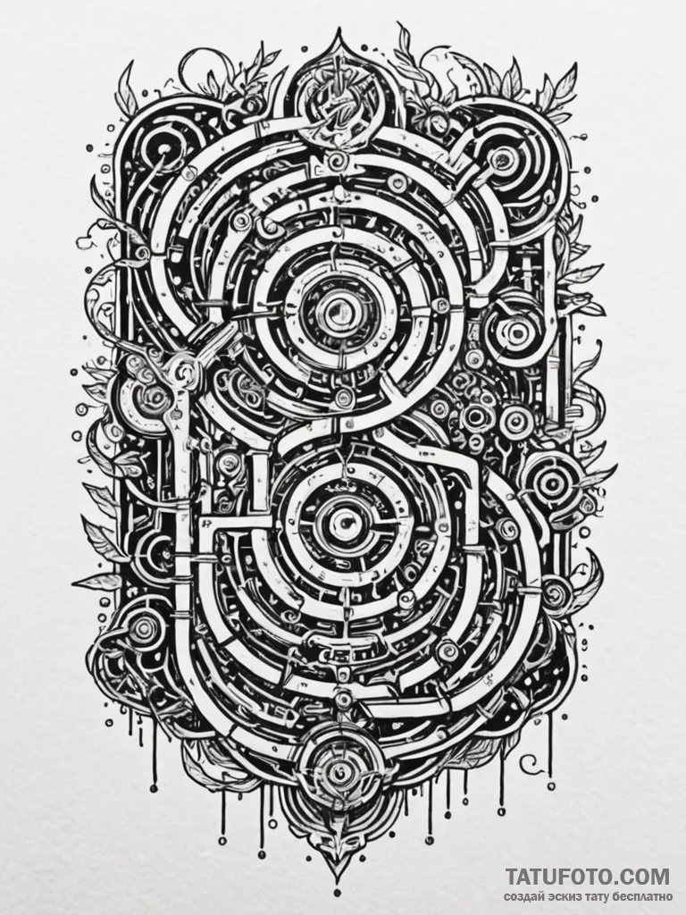 Labyrinth made of circuit boards and heatsink... - эскиз тату (№1751901004_0, 07.07.2025 15:10) — Tatufoto.com