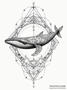 A whale swimming through clouds, tattoo sketc... - эскиз тату (№1751901355_0, 07.07.2025 15:15) — Tatufoto.com