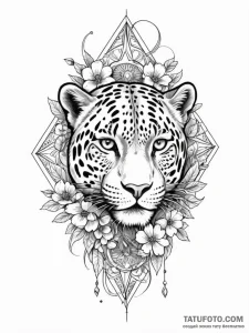 Jaguar relic beneath celestial bloom, tattoo... - эскиз тату (№1751901703_0, 07.07.2025 15:21) — Tatufoto.com