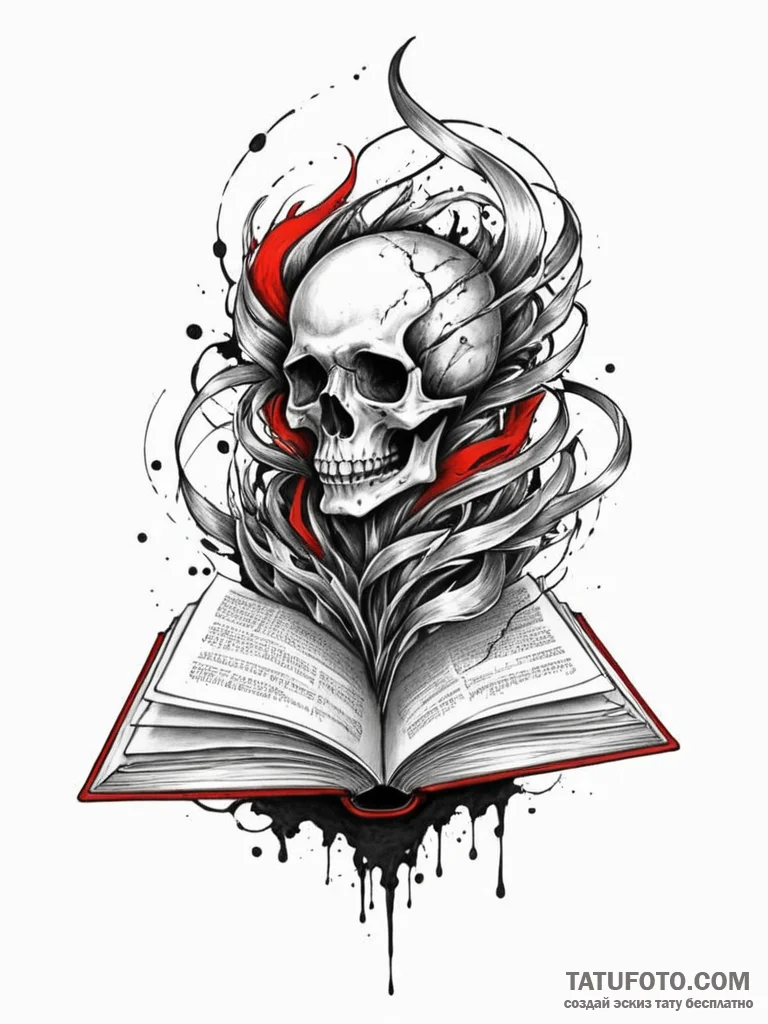 An open book with a fantasy world growing out... - эскиз тату (№1751901875_0, 07.07.2025 15:24) — Tatufoto.com