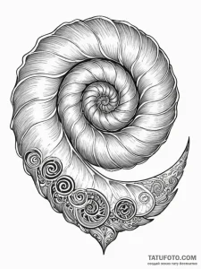 Nautilus shell cracked with runes, concept ar... - эскиз тату (№1751902224_0, 07.07.2025 15:30) — Tatufoto.com