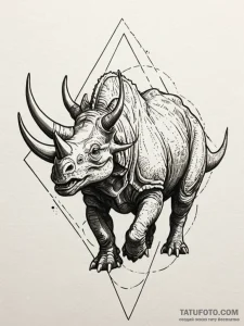 Triceratops charging, horns down, concept art... - эскиз тату (№1751902396_0, 07.07.2025 15:33) — Tatufoto.com