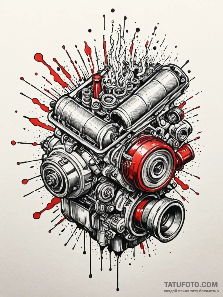 Piston moving within an engine cylinder, crea... - эскиз тату (№1751902654_0, 07.07.2025 15:37) — Tatufoto.com