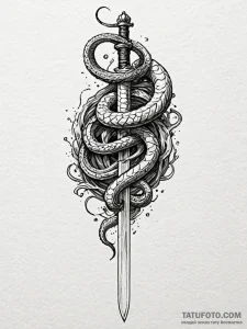 Katana wrapped in serpent, concept art for ta... - эскиз тату (№1751903253_0, 07.07.2025 15:47) — Tatufoto.com