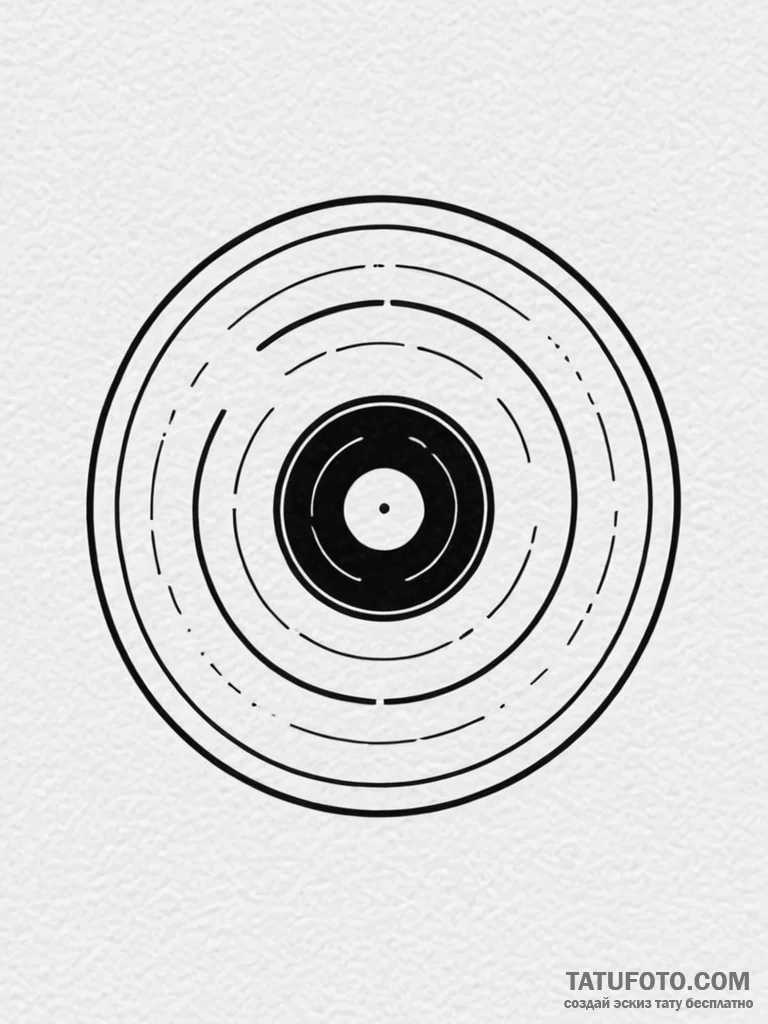 A vinyl record, concept art for tattoo, black… — эскиз тату (№1751903338_0, 07.07.2025 15:48) — Tatufoto.com