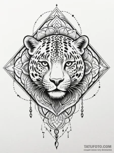 Jaguar relic crowned with roots, tattoo drawi... - эскиз тату (№1751903423_0, 07.07.2025 15:50) — Tatufoto.com