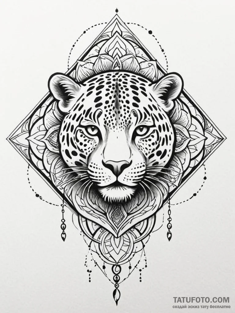 Jaguar relic crowned with roots, tattoo drawi… — эскиз тату (№1751903423_0, 07.07.2025 15:50) — Tatufoto.com