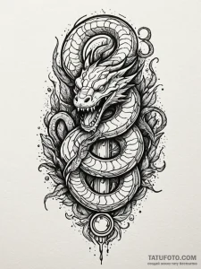 Glyph-etched serpent devouring light, ink ill... - эскиз тату (№1751903507_0, 07.07.2025 15:51) — Tatufoto.com