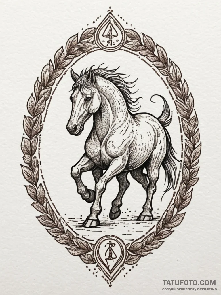 Kelpie hooves trampling runes, tattoo line ar... - эскиз тату (№1751903678_0, 07.07.2025 15:54) — Tatufoto.com