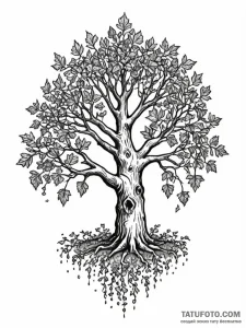 Oak tree crowned with ivy, ink illustration f... - эскиз тату (№1751903930_0, 07.07.2025 15:58) — Tatufoto.com