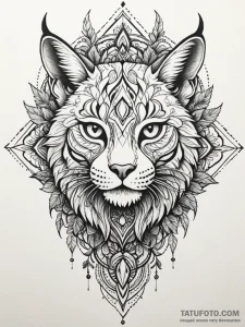 Lynx skeleton beneath thorned vines, tattoo s... - эскиз тату (№1751904181_0, 07.07.2025 16:03) — Tatufoto.com
