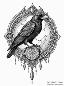 Raven claw clutching a cracked, ancient coin,... - эскиз тату (№1751904563_0, 07.07.2025 16:09) — Tatufoto.com