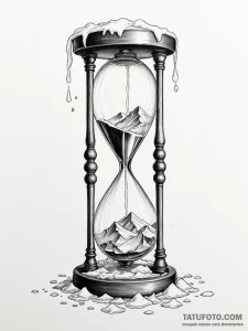 Ivory hourglass trapped in ice, concept art f... - эскиз тату (№1751904826_0, 07.07.2025 16:13) — Tatufoto.com