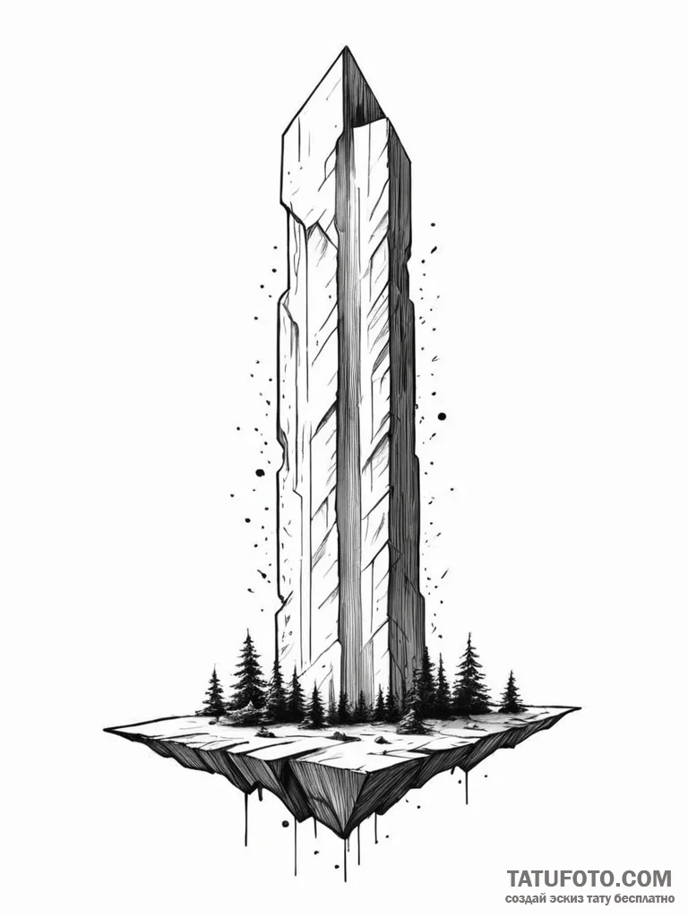 Floating data monolith — эскиз тату (№1751905076_0, 07.07.2025 16:17) — Tatufoto.com