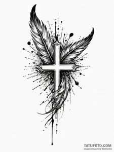 Bloodied feathers scattered in wind, ink illu... - эскиз тату (№1751905160_0, 07.07.2025 16:19) — Tatufoto.com
