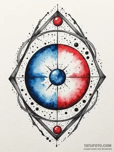 Sapphire orb beneath spectral gate, tattoo li... - эскиз тату (№1751905836_0, 07.07.2025 16:30) — Tatufoto.com