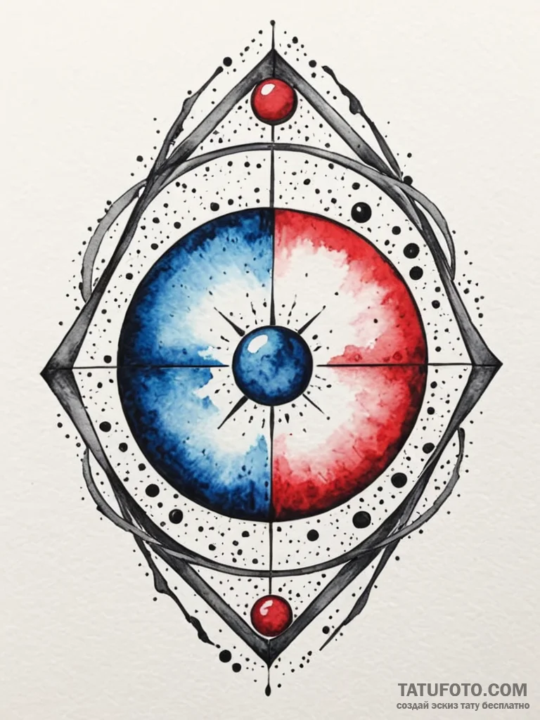 Sapphire orb beneath spectral gate, tattoo li... - эскиз тату (№1751905836_0, 07.07.2025 16:30) — Tatufoto.com