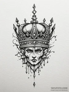 Crown of glass breaking apart, tattoo flash s... - эскиз тату (№1751906350_0, 07.07.2025 16:39) — Tatufoto.com
