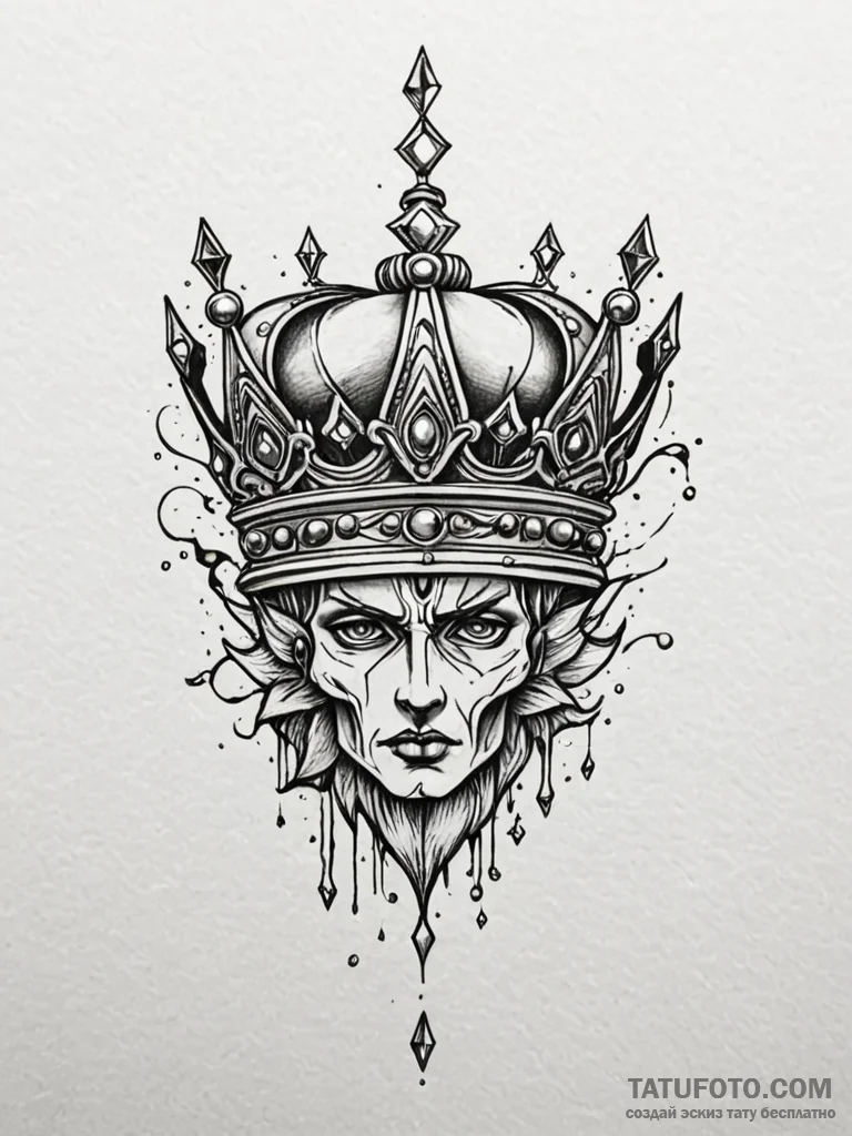 Crown of glass breaking apart, tattoo flash s... - эскиз тату (№1751906350_0, 07.07.2025 16:39) — Tatufoto.com