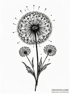Dandelion, ink illustration for tattoo, minim... - эскиз тату (№1751907297_0, 07.07.2025 16:54) — Tatufoto.com