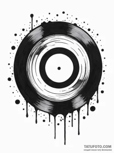 A vinyl record, ink illustration for tattoo,... - эскиз тату (№1751907382_0, 07.07.2025 16:56) — Tatufoto.com