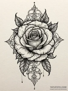 Iron rose crowned with stars, tattoo drawing... - эскиз тату (№1751908063_0, 07.07.2025 17:07) — Tatufoto.com