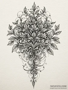 Yew staff crowned with ivy, ink illustration... - эскиз тату (№1751908147_0, 07.07.2025 17:09) — Tatufoto.com