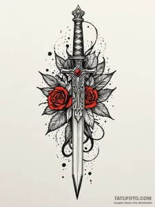 Kris dagger hidden in ancient tome, tattoo li... - эскиз тату (№1751908232_0, 07.07.2025 17:10) — Tatufoto.com